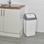 (50L White/Gray) 5/20/30/50L Kitchen Trash Recycling Bin with Rotating Lid